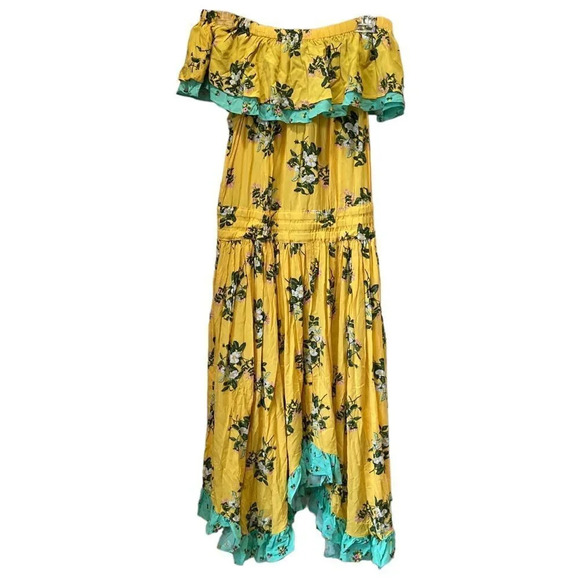 MATILDA JANE Hooked On A Feeling Yellow Off the Shoulder Ruffled Dress Size S - Picture 3 of 9